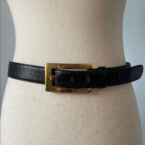 Vintage Escada Croc Embossed Leather Belt | Gold Buckle | Italy | Size 38